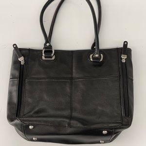 Tignanello  black pebbled  leather purse. Silver hardware